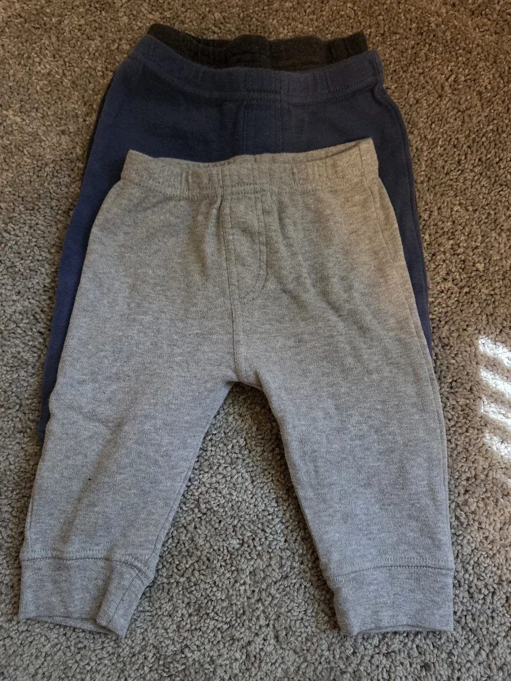 Nature Organic Cotton 3pk Baby Boy 6-9M Pull-On Jogger Pants - Gray and Navy